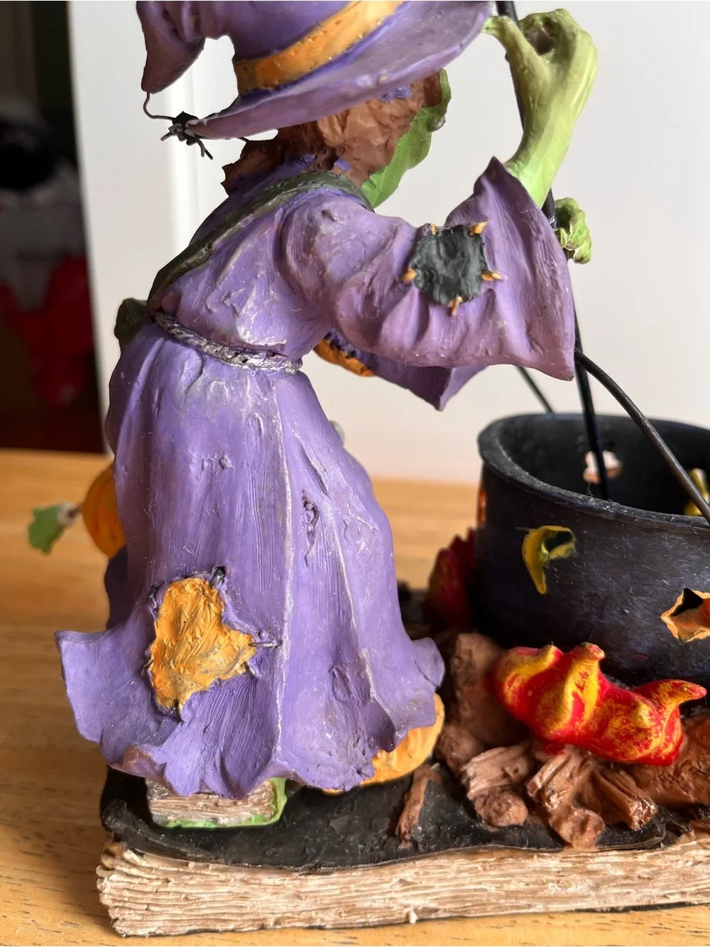 Halloween Witch Figurine - Purple & Green